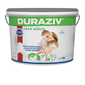 Vopsea superlavabila de interior, fara miros, Ecolabel, 10 l, Duraziv