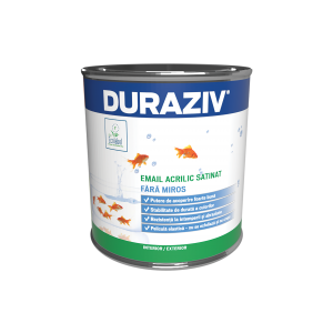 Email acrilic satinat, fara miros, culoare ocru, pentru interior si exterior, 0,65 litri, Duraziv