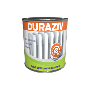 Email acrilic pentru calorifere, fara miros, culoare alb, pentru interior si exterior, 0,65 litri, Duraziv