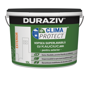 Vopsea superlavabila de exterior alba Clima Protect, 10 l, Duraziv