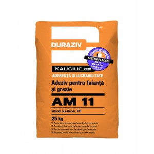 Adeziv pentru gresie si faianta la interior si exterior cu Kauciuc, AM 11, 25 Kg, Duraziv