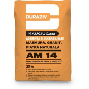 Adeziv alb semiflexibil pentru granit, interior si exterior, AM 14, 25 Kg, Duraziv