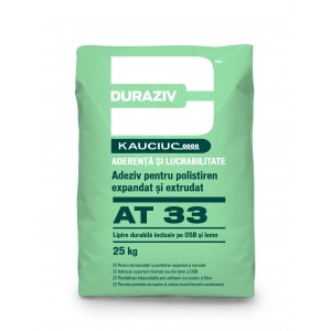 Adeziv gri si masa de spaclu pentru polistiren extrudat si OSB AT 33, 25 Kg, Duraziv