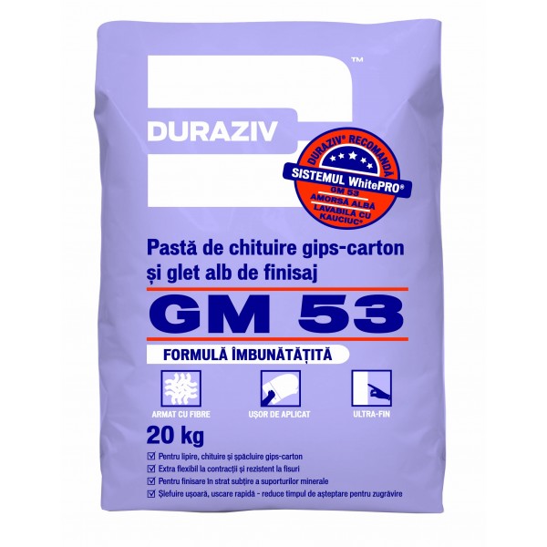 Pasta chituire gips carton GM 53, 20 kg, Duraziv