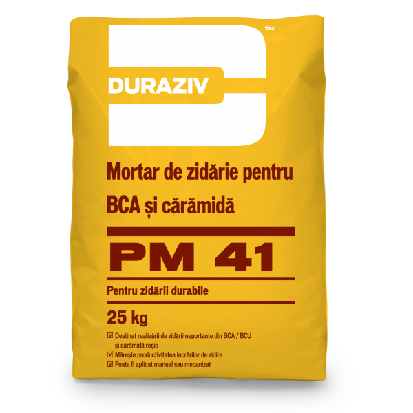 Adeziv pentru BCA si caramida, PM 41, 25 Kg, Duraziv