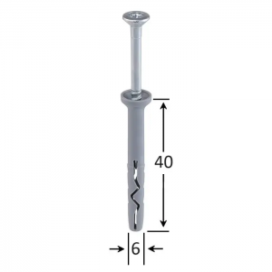 Diblu cu surub cu percutie, 6 mm x 40 mm, 200 bucati per cutie