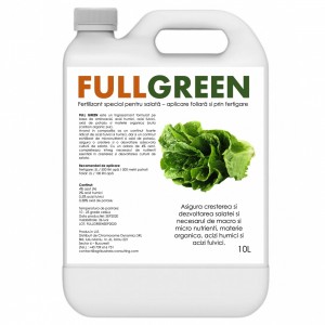 Fertilizant special pentru salata, cu acizi humici, acizi fulvici, oxid de potasiu si carbon organic, Fullgreen, 10 litri, SemPlus