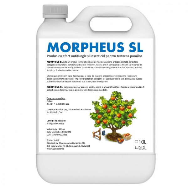 Produs cu efect antifungic și insecticid pentru pomi și arbuști fructiferi (fara continut de ulei mineral), Morpheus SL, 10 litri, SemPlus