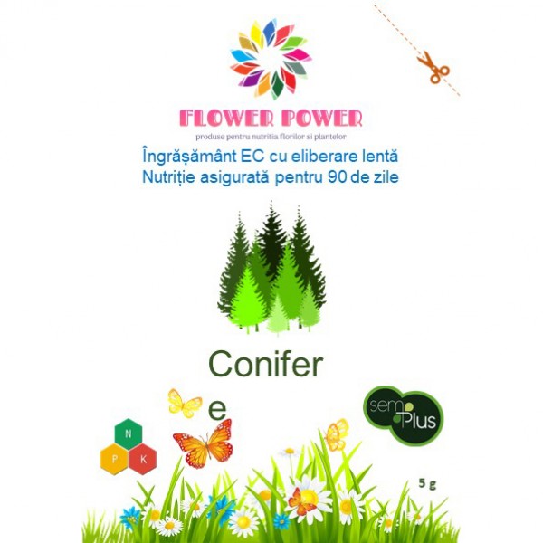 Ingrasamant Flower Power pentru conifere cu eliberare lenta, efect 90 zile, 5 grame, SemPlus