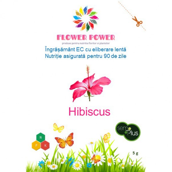 Ingrasamant Flower Power pentru hibiscus cu eliberare lenta, efect 90 zile, 5 grame, SemPlus