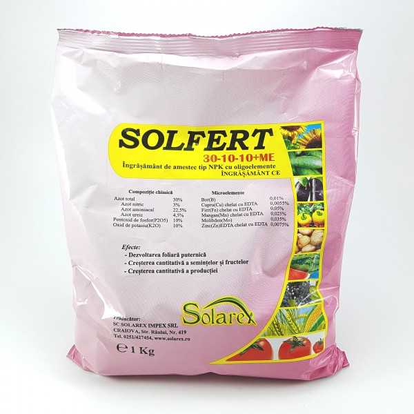 Ingrasamant foliar Solfert 30-10-10+ME, 1 Kg