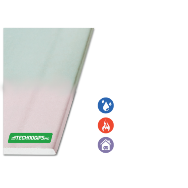 Placa gisp carton, Hidro, 3000 x 1200 x 12,5 mm, Techogips