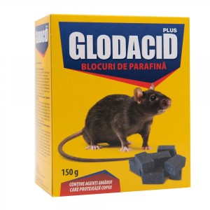 Otrava pentru soareci si sobolani Glodacid, tip blocuri de parafina, 150 grame, Unichem