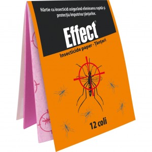 Hartie cu insecticid contra tantarilor, 12 coli, Effect