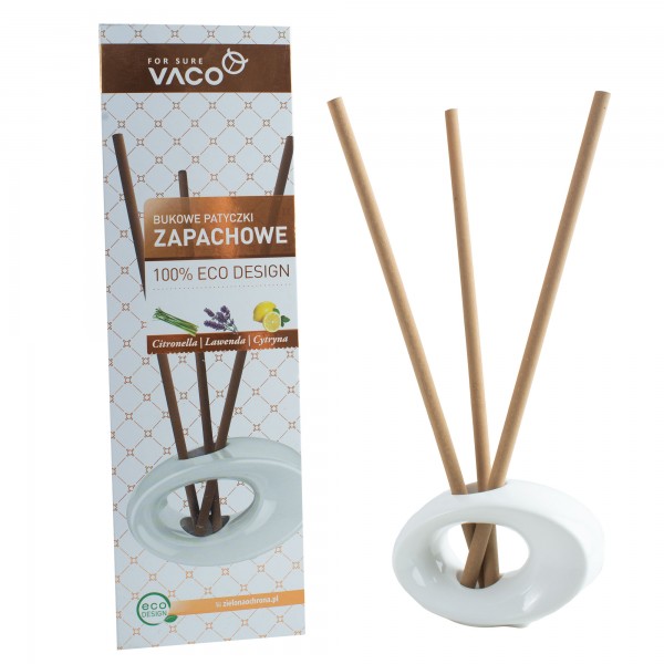 Repelent tip bastonase Eco Citronella impotriva tantarilor, mustelor si moliilor + suport, 3 bucati, Vaco